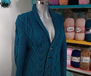 Abrigo cardigan rombo trenzado