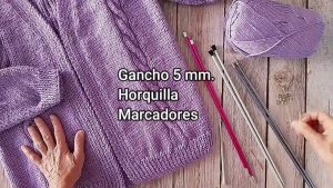 Cárdigan a dos agujas con punto ocho para mujer 